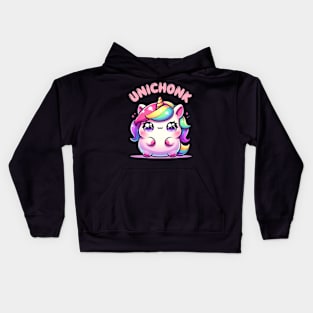 Unichonk Funny Fat Unicorn Kawaii Chibi Anime Cute Kids Hoodie